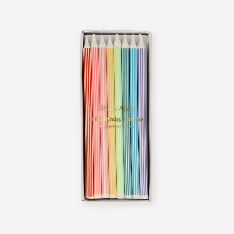 Mixed Striped Candles (x 16)
