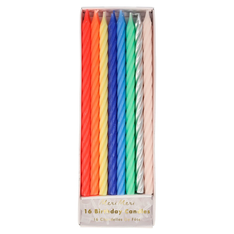 Multi Neon Twisted Candles (x 16)