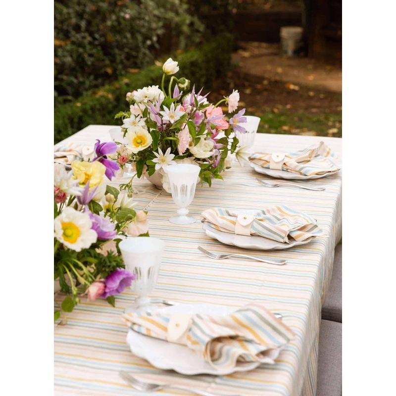 Multi Stripe Spring Pastel Tablecloth