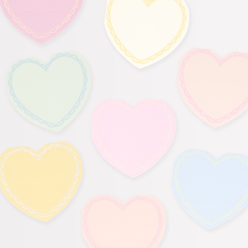 Pastel Heart Small Napkins (x 16)