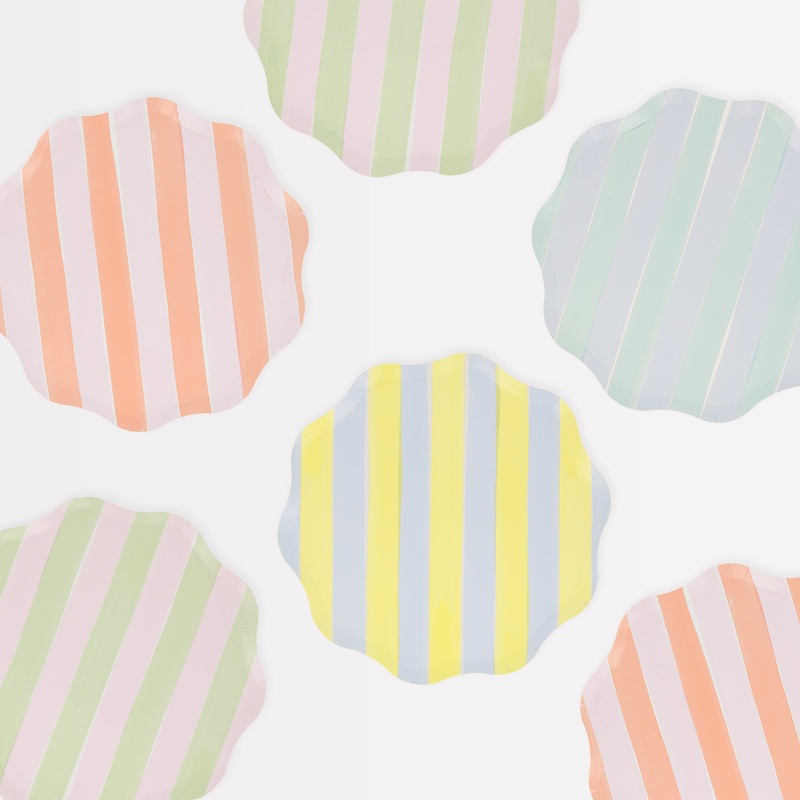 Pastel Stripe Side Plates (x 8)