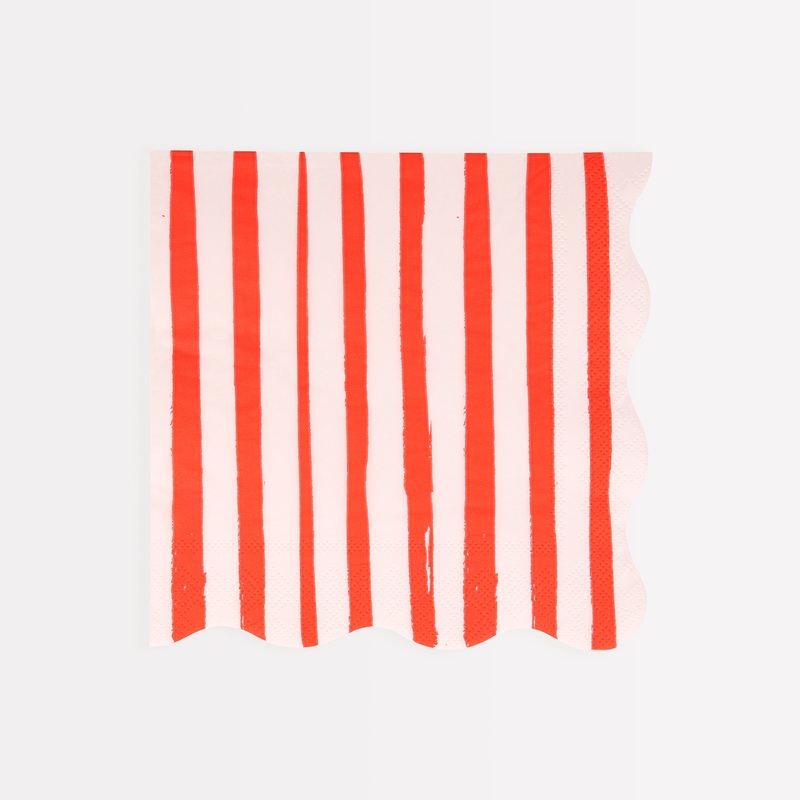 Red Stripe Large Napkins (x 16)