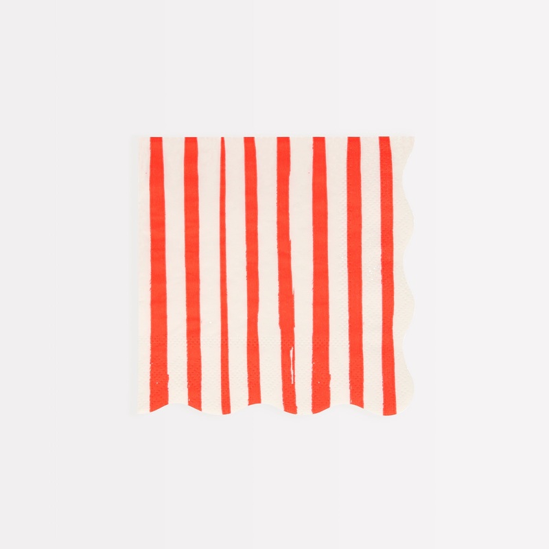 Red Stripe Small Napkins (x 16)