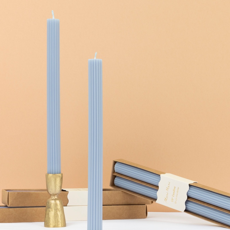 Summer Sky Blue Table Candles (x 2)