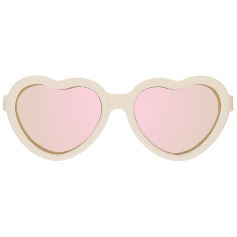 Sweet Cream Heart Mirrored Lense Sunglasses