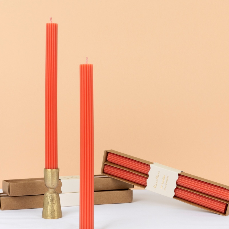 Tomato Red Table Candles (x 2)