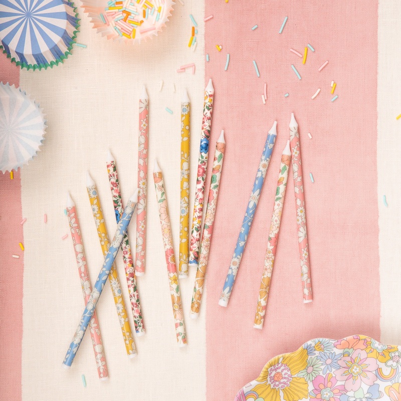 x Liberty Mixed Print Party Candles (x 16)