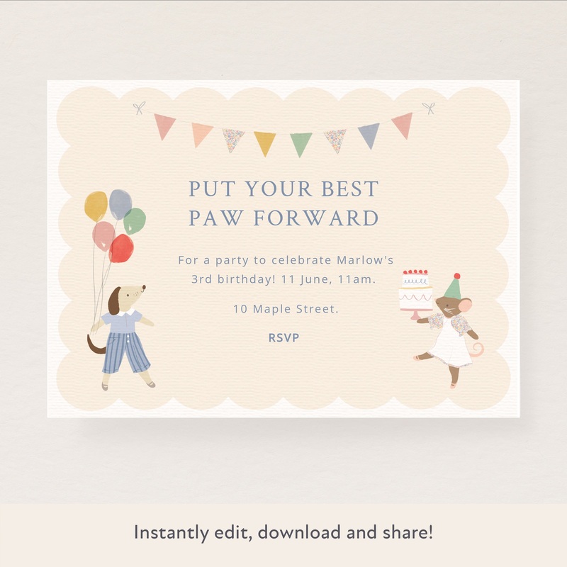 Animal Friends Download & Print Invitation