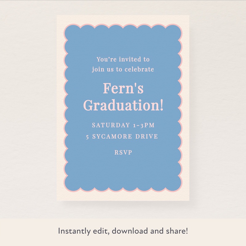 Blue Scallop Download & Print Invitation