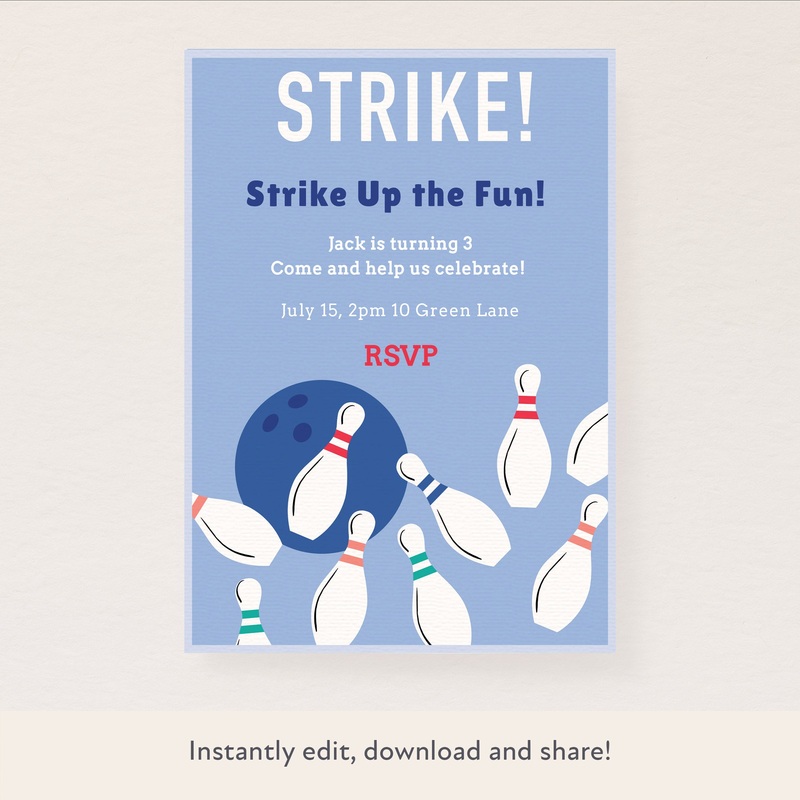 Bowling Download & Print Invitation