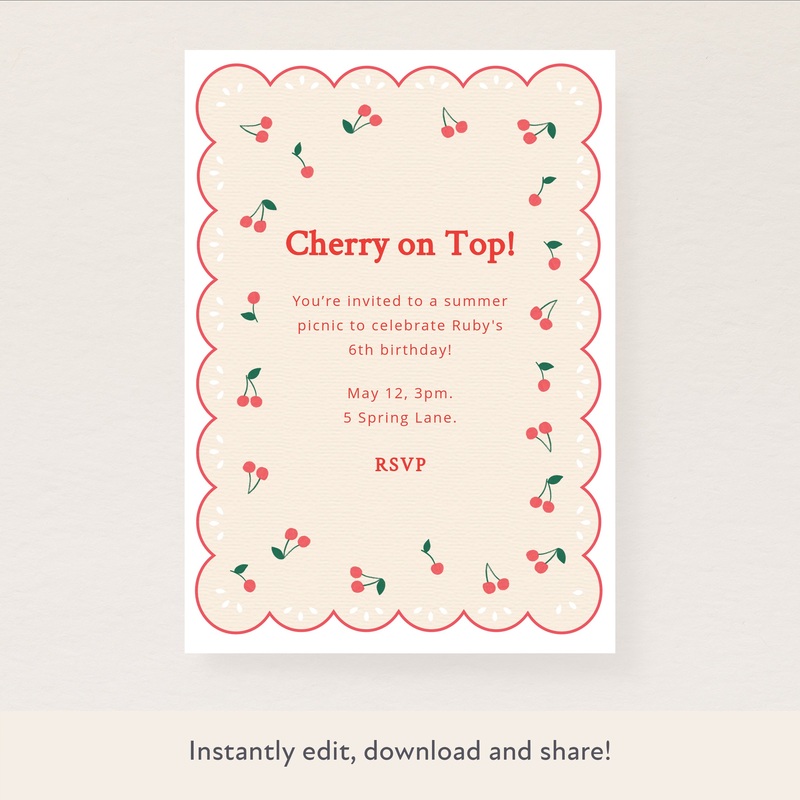 Cherries Download & Print Invitation