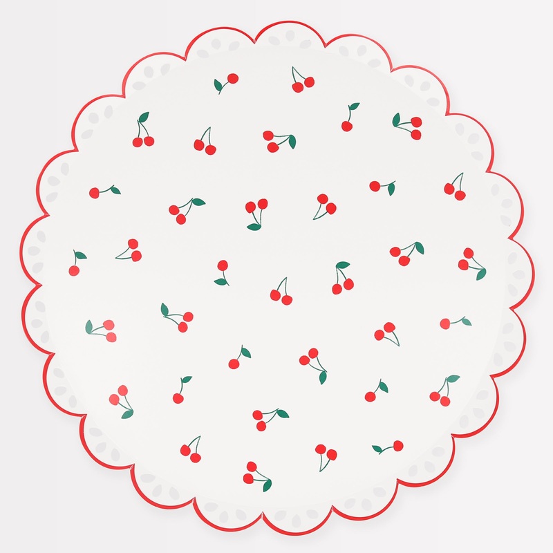 Cherry Pattern Dinner Plates (x 8)