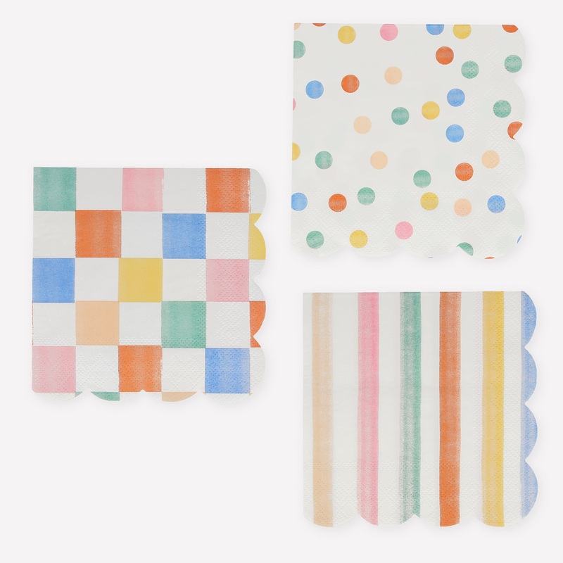 Colorful Pattern Small Napkins (x 16)