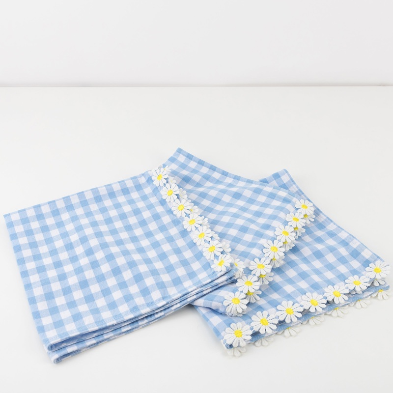 Daisy Edge Gingham Fabric Napkins (x 4)