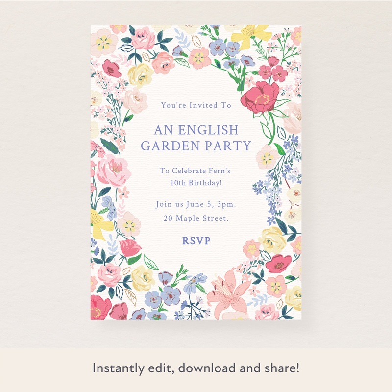 English Garden Download & Print Invitation