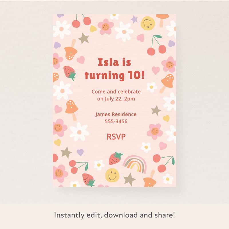 Happy Icons Download & Print Invitation