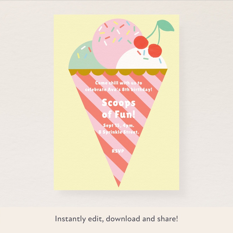 Ice Cream Party Download & Print Invitation