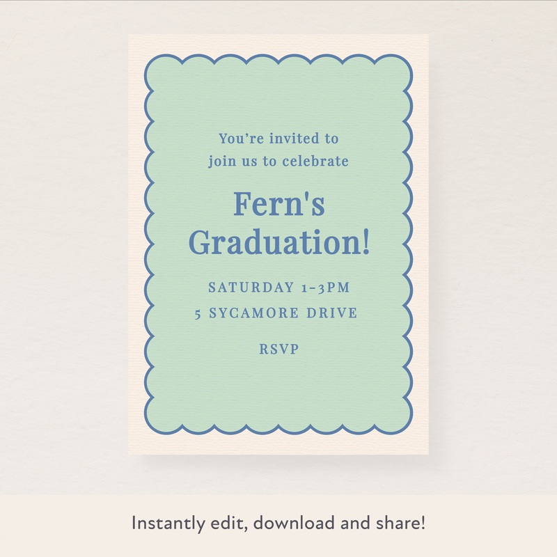 Mint Scallop Download & Print Invitation