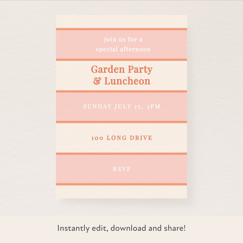 Pink Cabana Stripe Download & Print Invitation