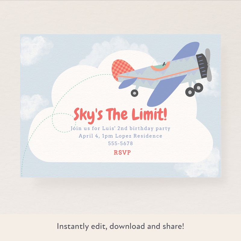 Plane Download & Print Invitation