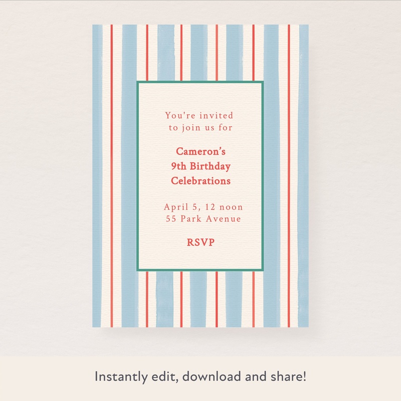 Preppy Stripe Download & Print Invitation