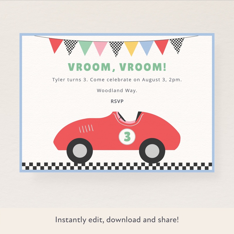 Race Car Download & Print Invitation