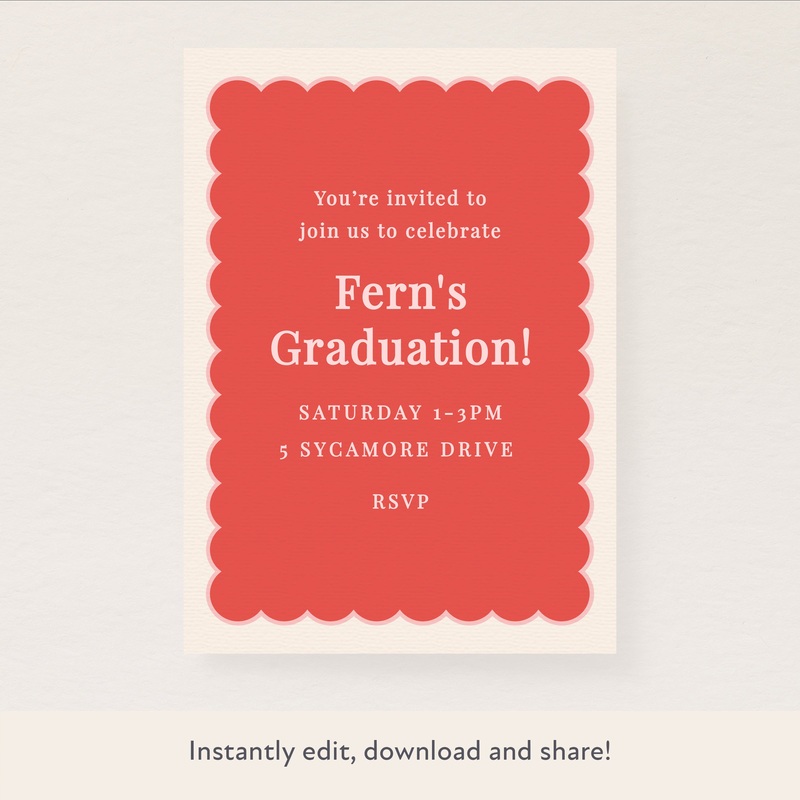 Red Scallop Download & Print Invitation