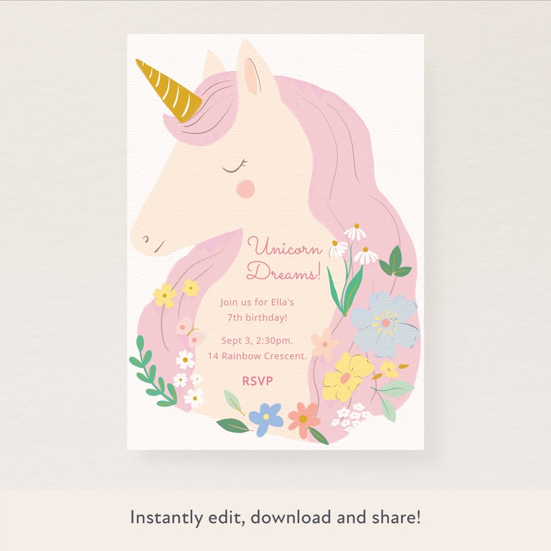 Unicorns Download & Print Invitation