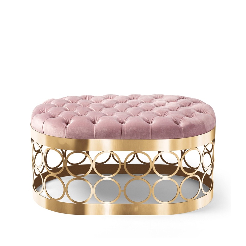Aristot Tufted Ottoman – Dusty Pink
