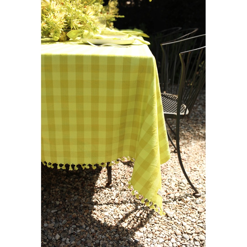 Gingham Citron Tablecloth