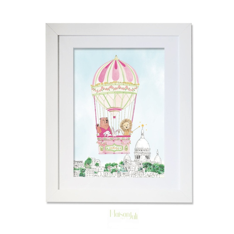Hot Air Balloon of Montmartre Pink Print
