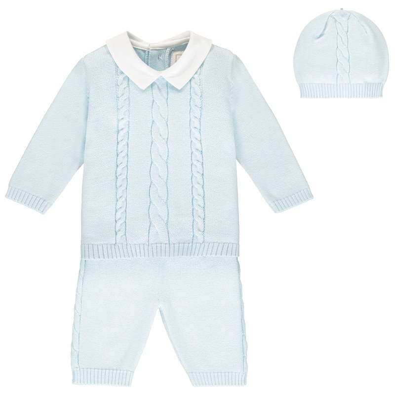 Emile et Rose – Turner Blue Knit Outfit with Hat