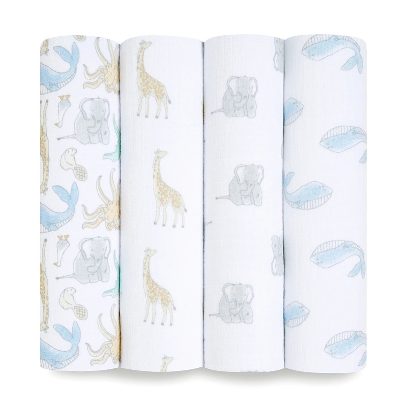 Aden + Anais Essentials Classic Swaddle Blankets – Natural History – 4 Pack