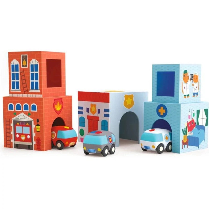Djeco Topanicar Stacking Tower Blocks and Cars