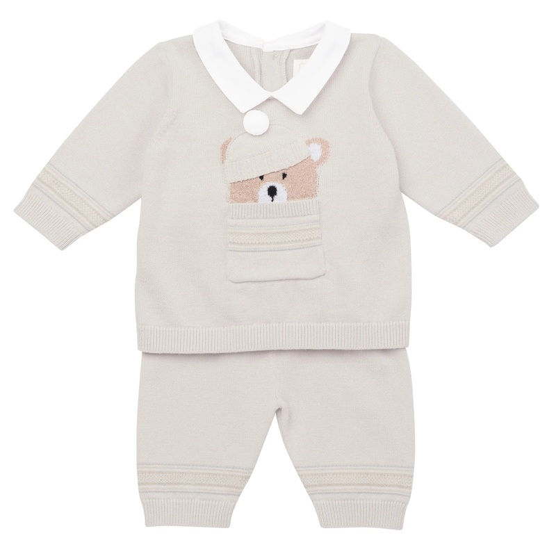 Emile et Rose – Hudson Stone Knit Teddy Outfit and Hat