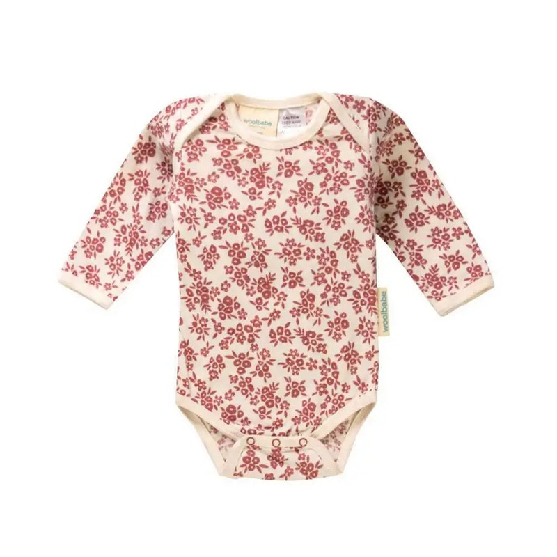 Woolbabe Long Sleeve Bodysuit – Rose Manuka