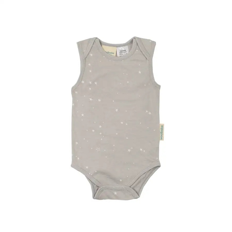 Woolbabe Merino/Organic Cotton Singletsuit – Pebble Stars