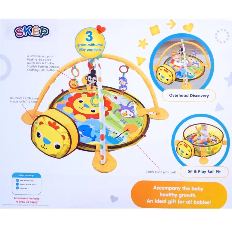3-in-1 Baby Activity Gym Mat & Ball Pit LION – 88969
