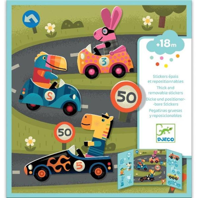 Djeco Repositionable Stickers for Toddlers – Cars
