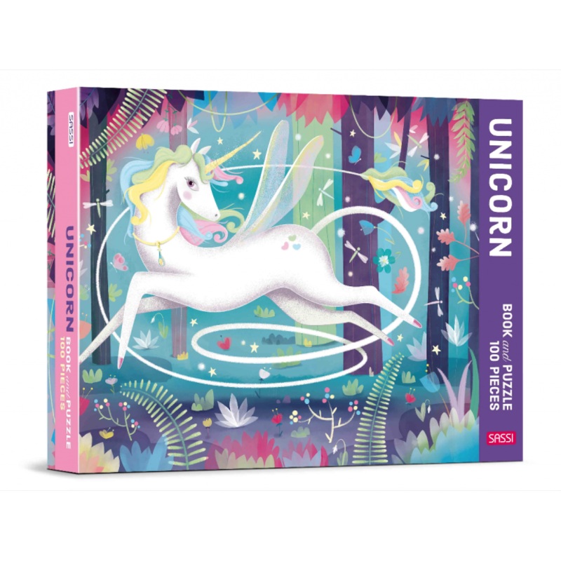 Unicorn 100pc Puzzle and Book Set by Sassi