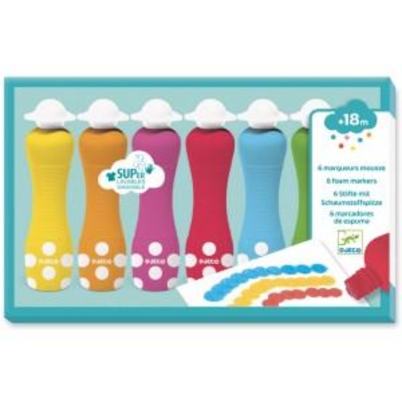 6 Foam Markers for little ones by Djeco