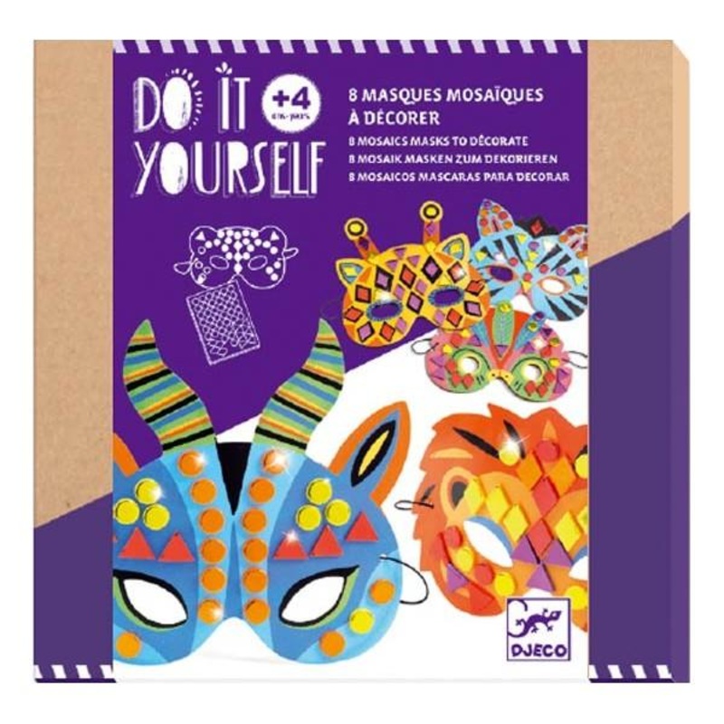 Djeco DIY Mosaic Masks – Jungle Animals