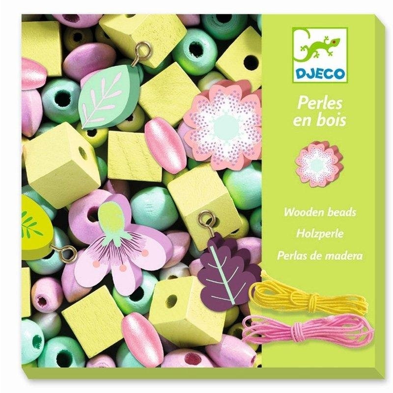Flowers and Leaves Wooden Beads by Djeco
