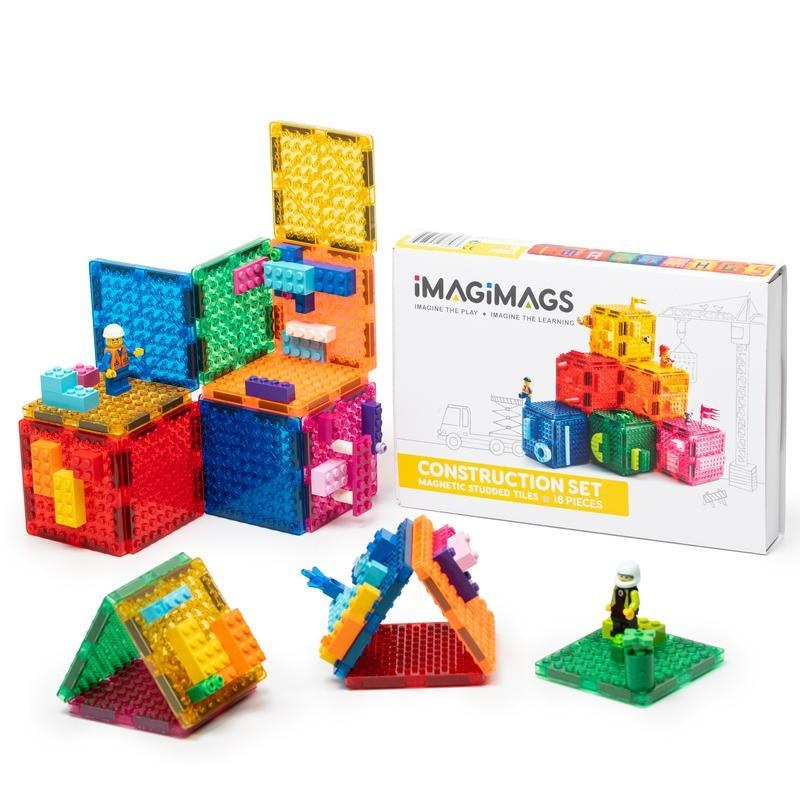 Imagimags 18 piece Construction Magnetic Building Tiles Set