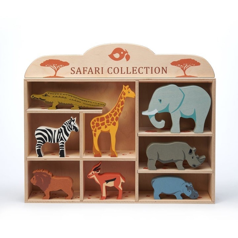 Safari Animals and Shelf by Tender Leaf Toys