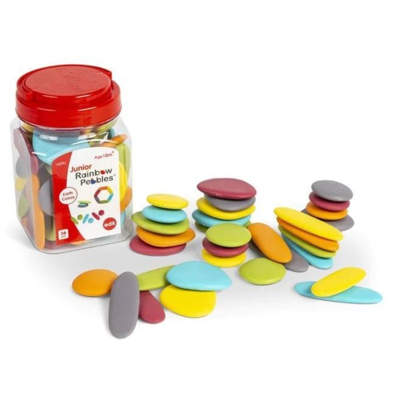 Junior Rainbow Pebbles – Earth Colours – Jar of 36pcs by EDX Education