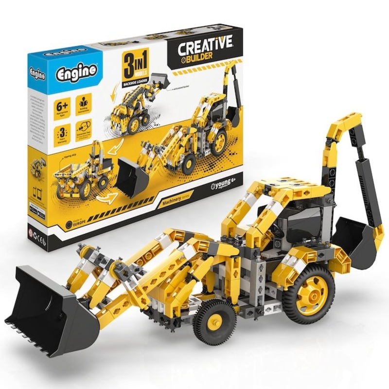 Engino: Creative Builder – Backhoe Loader Machinery Set – (3 models) – 6yrs+