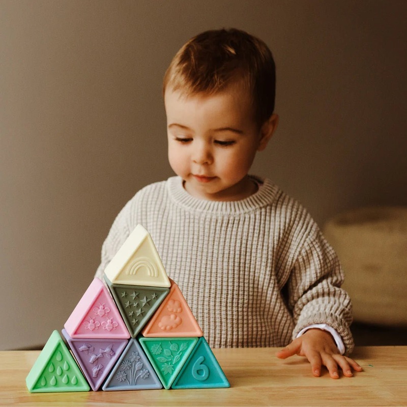Jellystone Triblox – Sensory Silicone Blocks – Rainbow Pastel