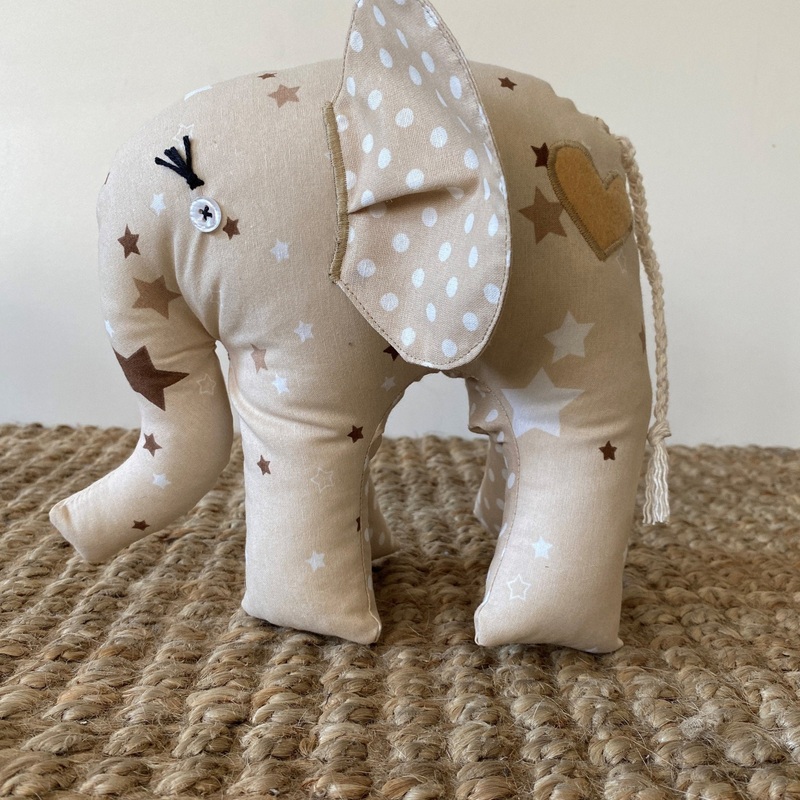Ndlovu Handmade Elephant Soft Toy – Beige with stars – Small or medium
