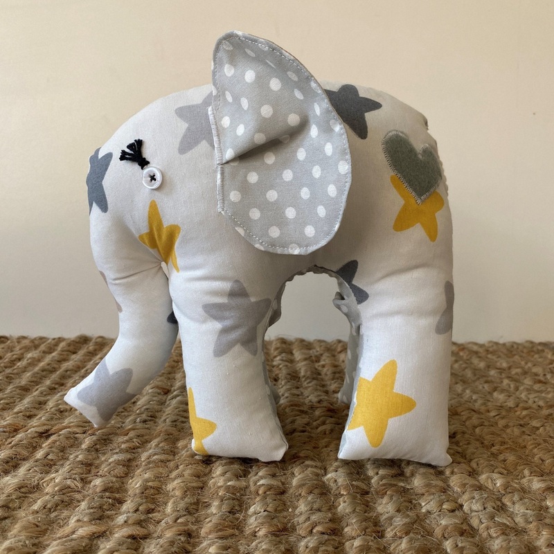 Ndlovu Handmade Elephant Soft Toy – Grey with stars – Small or medium